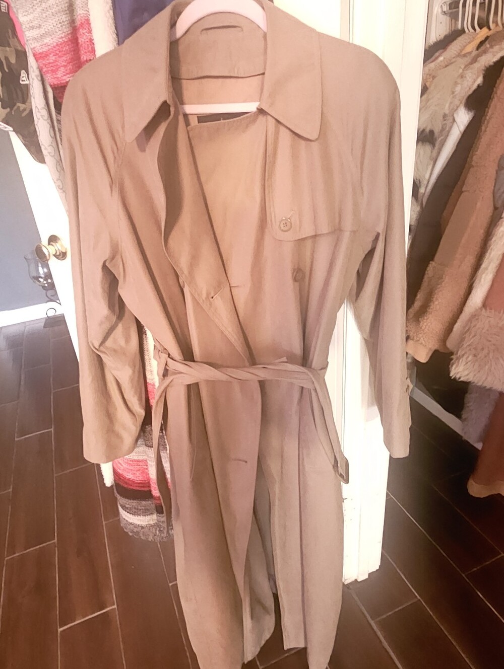 Classic Beige Trench Coat with Belt - Women’s Jacket
